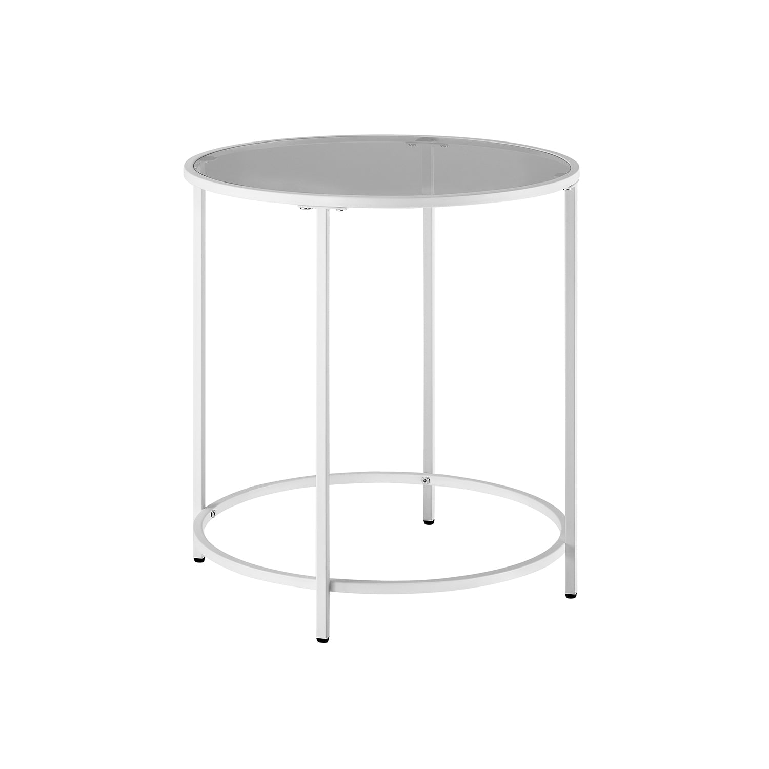 Round Side Table – Tempered Glass – Steel Frame – Versatile for Living Room and Balcony
