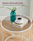Round Side Table – Tempered Glass – Steel Frame – Versatile for Living Room and Balcony