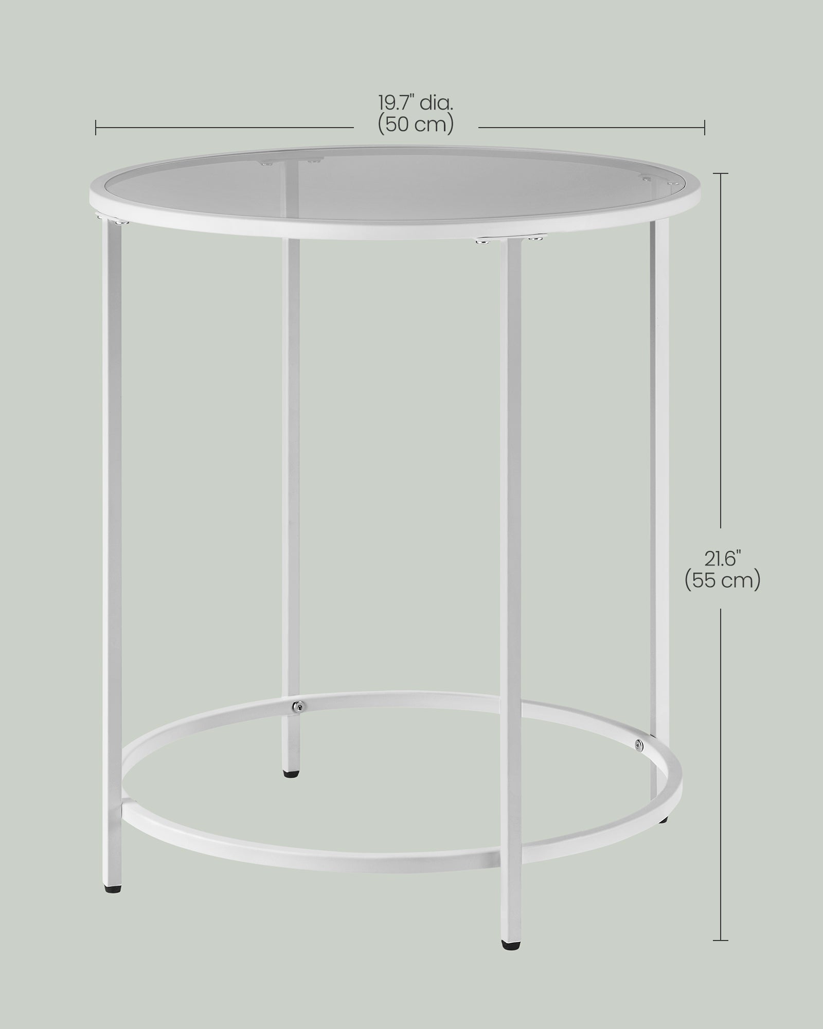 Round Side Table – Tempered Glass – Steel Frame – Versatile for Living Room and Balcony