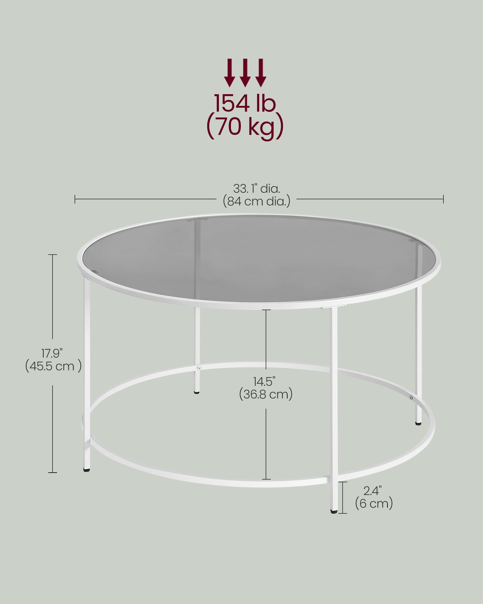 Round Coffee Table – Tempered Glass – Gold – Stable Metal Frame