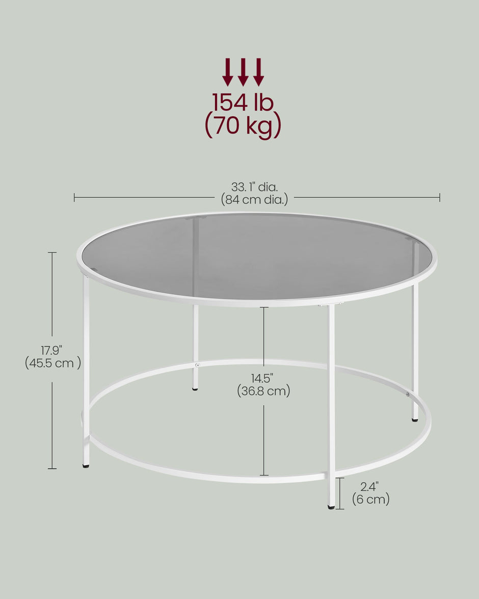 Round Coffee Table – Tempered Glass – Gold – Stable Metal Frame