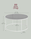 Round Coffee Table – Tempered Glass – Gold – Stable Metal Frame