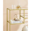 Console Table – Tempered Glass and Metal – Gold – Modern Design with Shelves