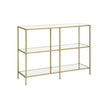 Console Table – Tempered Glass – Gold – 3-Tier Design with Metal Frame