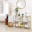 Console Table – Tempered Glass – Gold – 3-Tier Design with Metal Frame