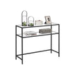 Console Table – Tempered Glass – Gold – Modern Design with Adjustable Feet and Two Shelves