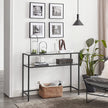 Console Table – Tempered Glass – Gold – Modern Design with Adjustable Feet and Two Shelves