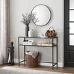 Console Table – Tempered Glass – Gold – Modern Design with Adjustable Feet and Two Shelves