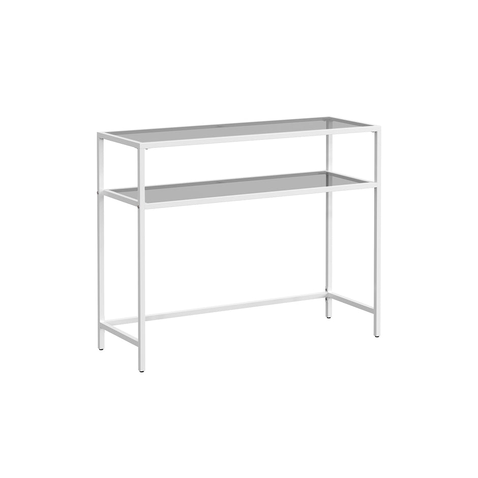 Console Table – Tempered Glass – Gold – Adjustable Legs and Two Shelves