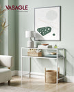 Console Table – Tempered Glass – Gold – Modern Design with Metal Frame and 2 Shelves