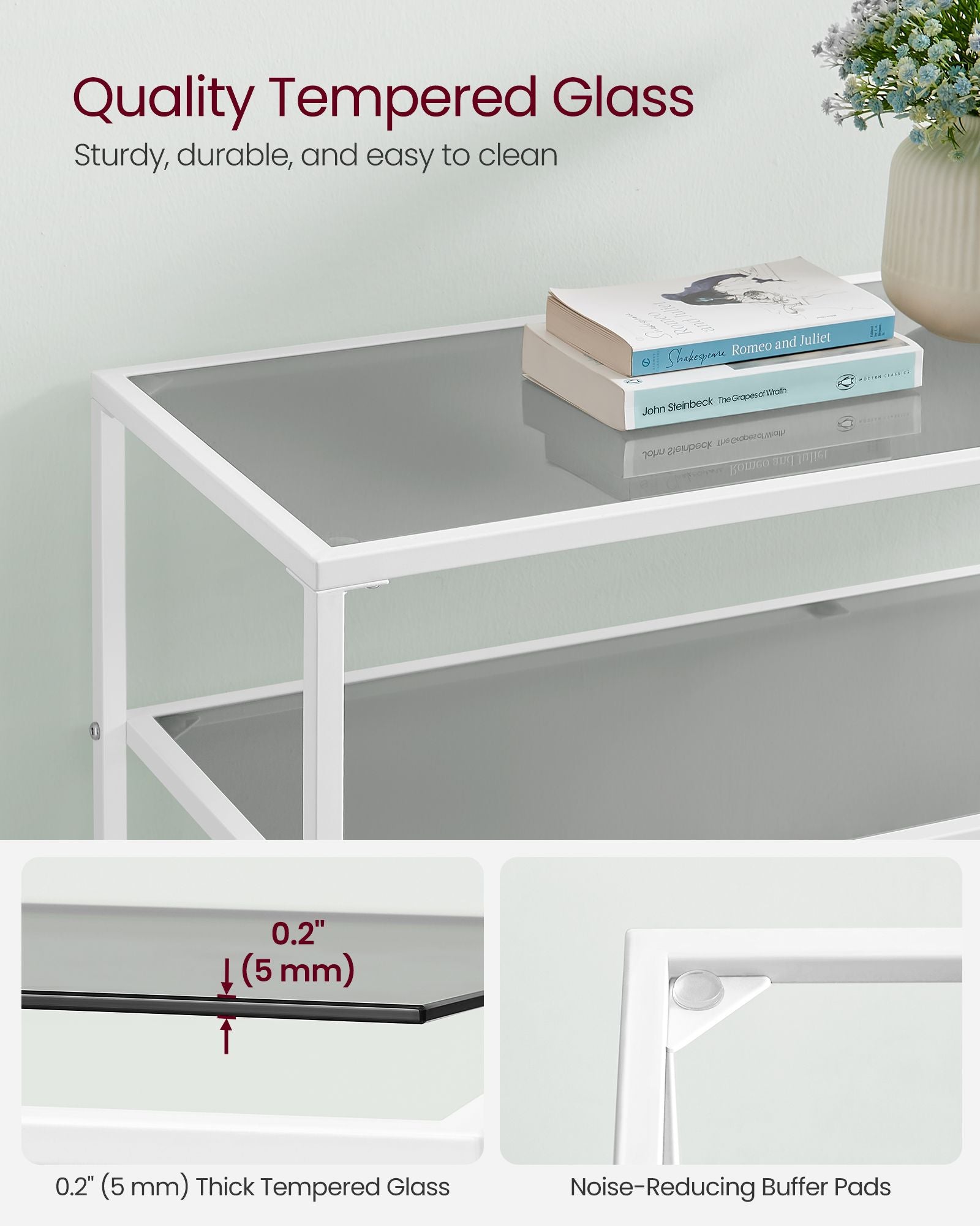 Console Table – Tempered Glass – Gold – Adjustable Legs and Two Shelves