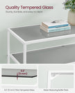 Console Table – Tempered Glass – Gold – Modern Design with Metal Frame and 2 Shelves