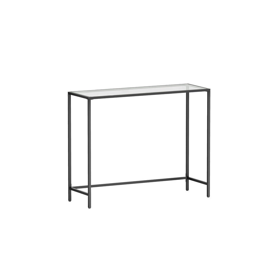 Console Table – Tempered Glass – Golden – Adjustable Legs and Sturdy Metal Frame