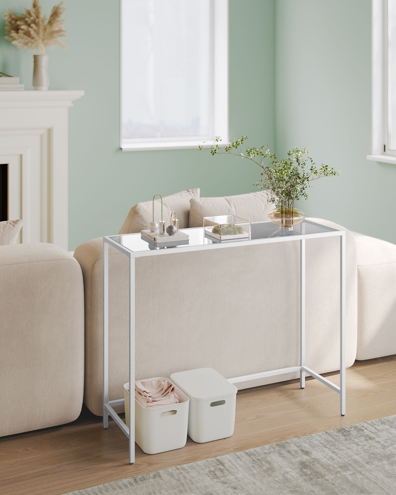 Console Table – Tempered Glass – Modern – Adjustable Legs