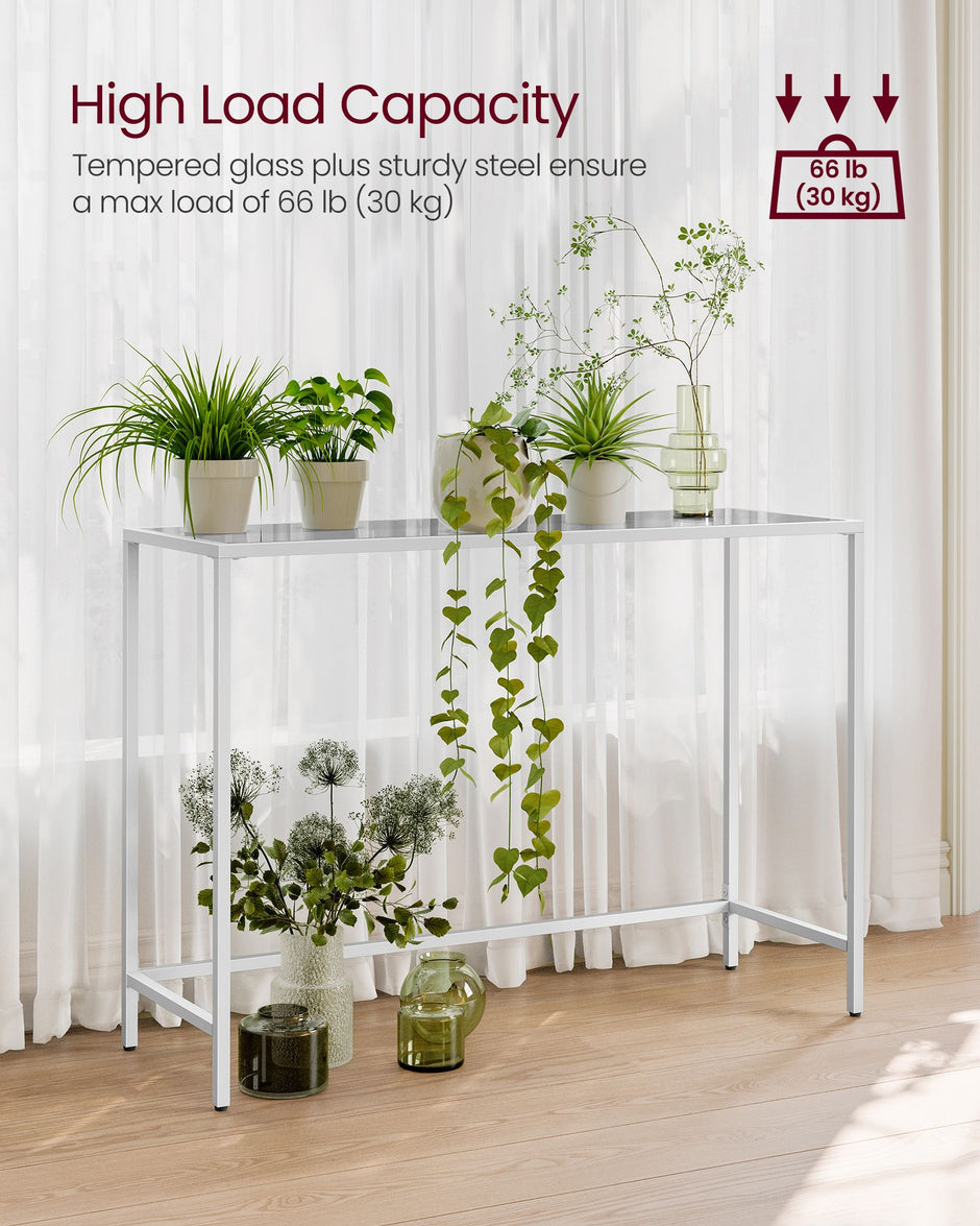 Console Table – Tempered Glass – Modern – Adjustable Legs