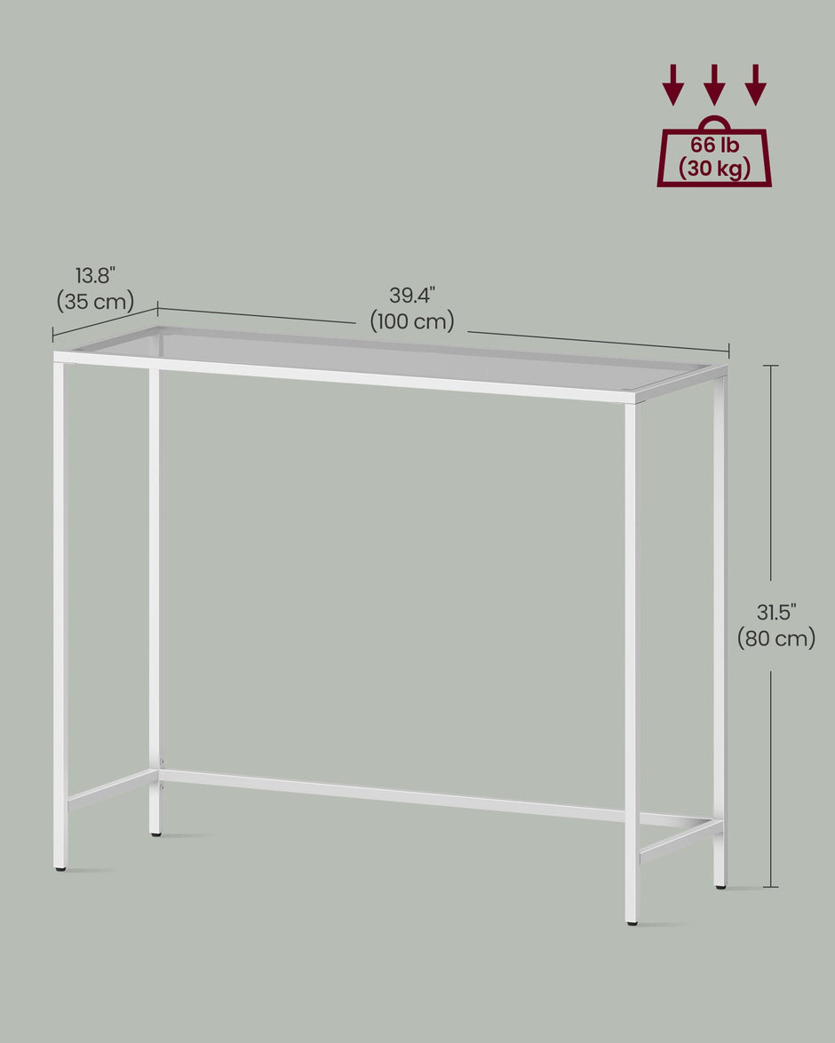 Console Table – Tempered Glass – Modern – Adjustable Legs
