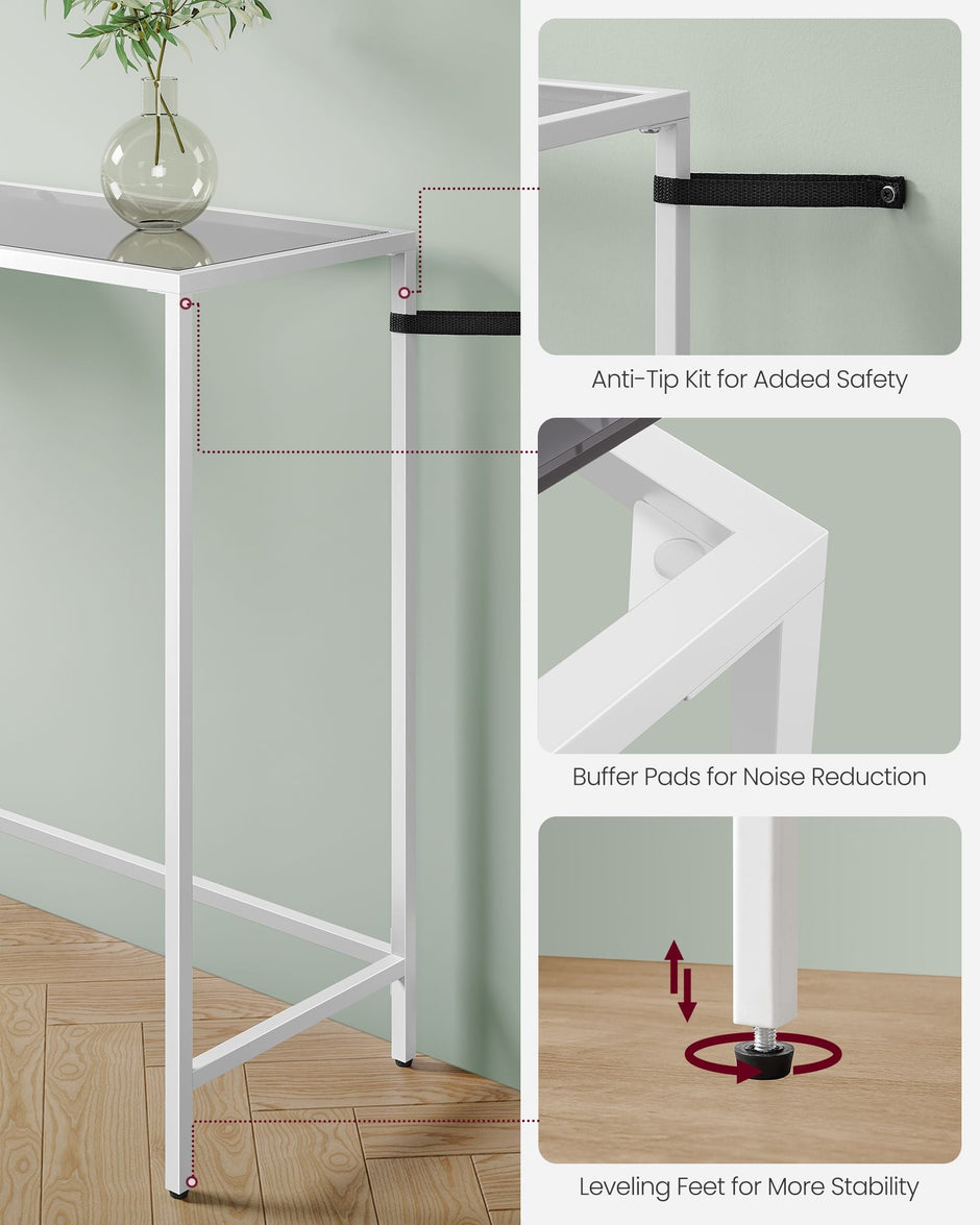 Console Table – Tempered Glass – Modern – Adjustable Legs