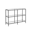 Hallway Table – Tempered Glass & Metal – Pearl Black – 3 Shelves, Modern Design
