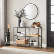 Hallway Table – Tempered Glass & Metal – Pearl Black – 3 Shelves, Modern Design