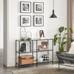 Hallway Table – Tempered Glass & Metal – Pearl Black – 3 Shelves, Modern Design