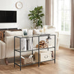 Hallway Table – Tempered Glass & Metal – Pearl Black – 3 Shelves, Modern Design