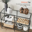 Hallway Table – Tempered Glass & Metal – Pearl Black – 3 Shelves, Modern Design