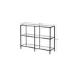 Hallway Table – Tempered Glass & Metal – Pearl Black – 3 Shelves, Modern Design