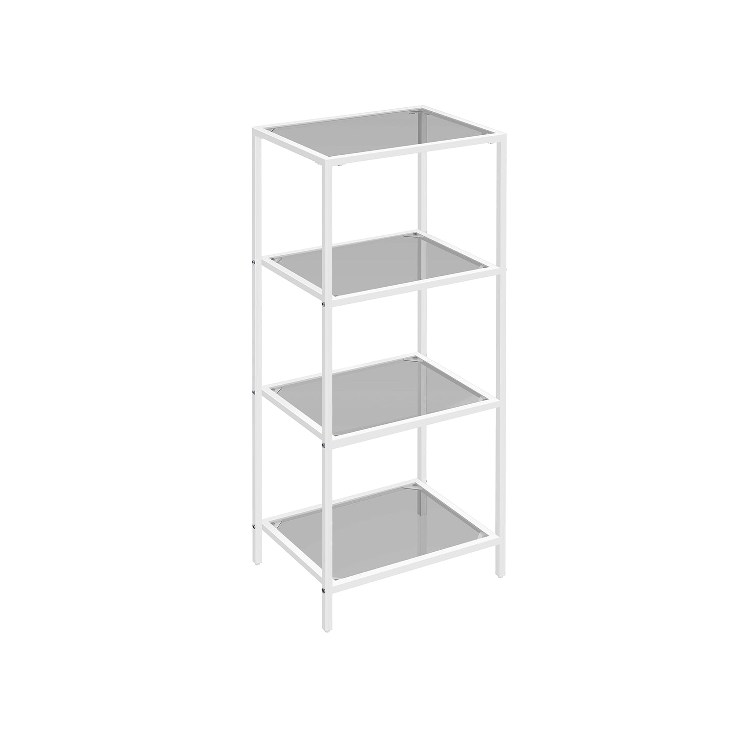 4-Tier Tempered Glass Shelf – Pearl White and Slate Grey – Multi-Purpose Storage Rack for Home and Office