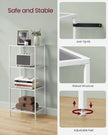 4-Tier Tempered Glass Shelf – Pearl White and Slate Grey – Multi-Purpose Storage Rack for Home and Office