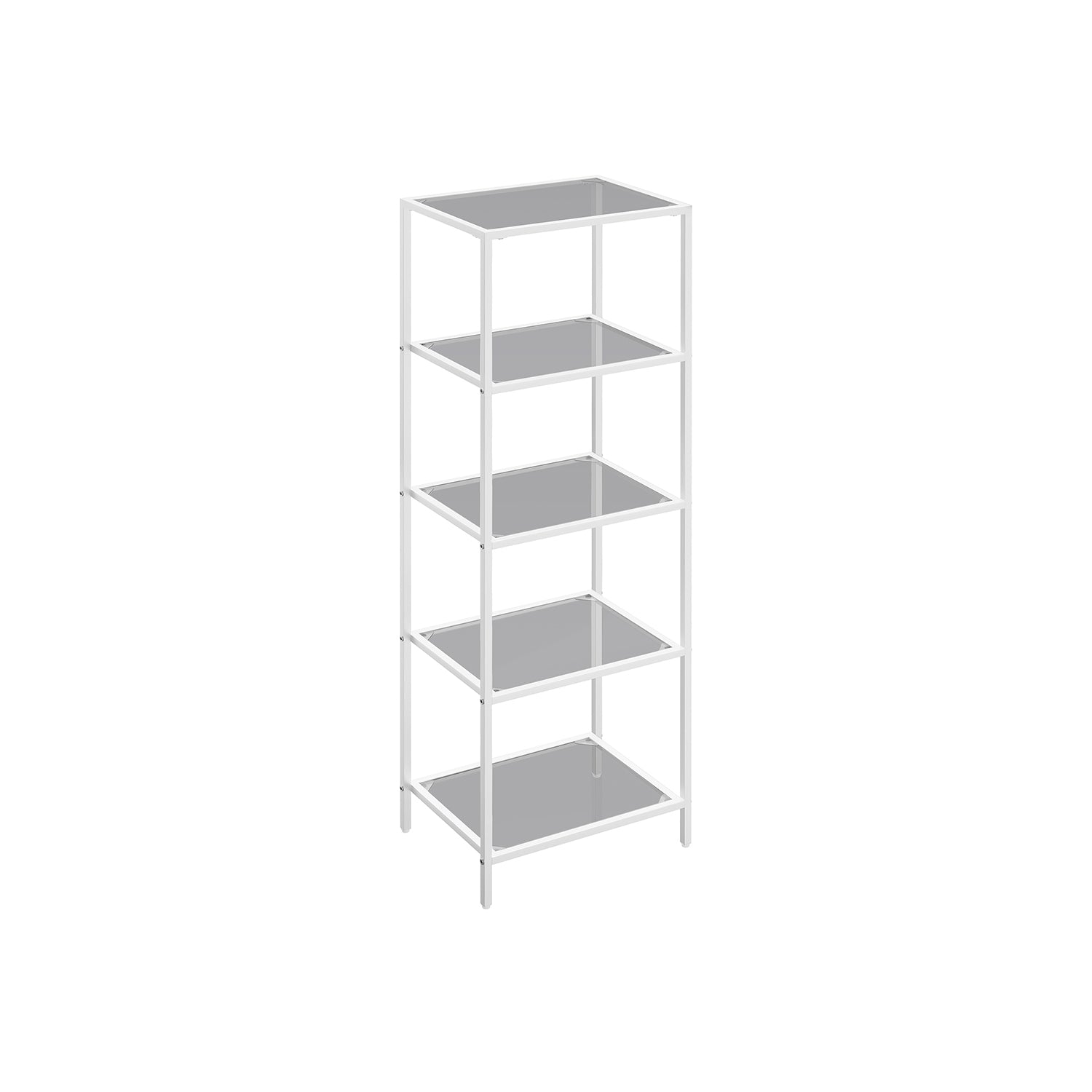 5-Tier Shelf – Tempered Glass – Pearl White and Slate Grey – Versatile Storage Rack