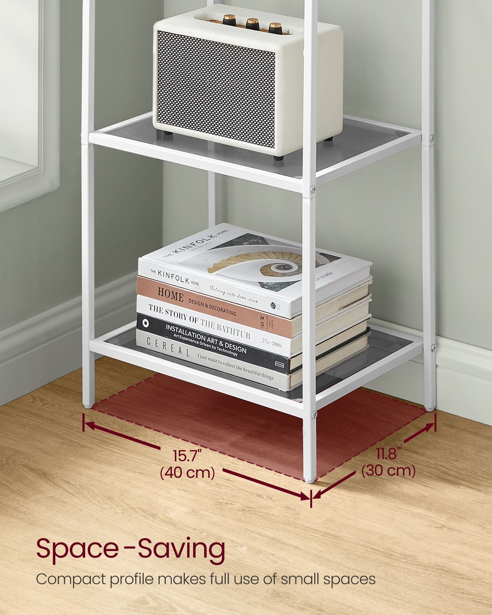 5-Tier Shelf – Tempered Glass – Pearl White and Slate Grey – Versatile Storage Rack