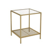2-Tier End Table – Tempered Glass and Mesh – Gold and Transparent – Stable Steel Frame