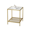 2-Tier End Table – Tempered Glass and Mesh – Gold and Transparent – Stable Steel Frame
