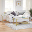 Square Side Table – Tempered Glass – Gold and Transparent – 2-Tier Design with Mesh Shelf
