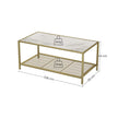 Coffee Table – Tempered Glass – Gold and Transparent – With Mesh Shelf and Stable Steel Frame