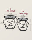 Set of 2 Round Coffee Tables – Steel – Slate Grey and Ink Black – Modern Design with Removable Tabletop