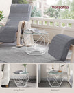 Set of 2 Round Coffee Tables – Steel Frame – Transparent and Cloud White – Removable Tabletops