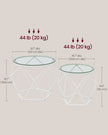 Set of 2 Round Coffee Tables – Steel Frame – Transparent and Cloud White – Removable Tabletops