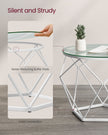 Set of 2 Round Coffee Tables – Steel Frame – Transparent and Cloud White – Removable Tabletops