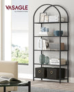 5-Tier Ladder Shelf – Glass and Metal – Black and Gold – Slim Design for Bedroom