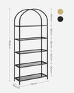 5-Tier Ladder Shelf – Glass and Metal – Black and Gold – Slim Design for Bedroom