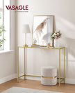 Console Table – Tempered Glass – Pale Gold – Modern Design with Adjustable Feet