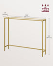 Console Table – Tempered Glass – Pale Gold – Modern Design with Adjustable Feet