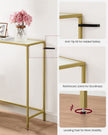 Console Table – Tempered Glass – Pale Gold – Modern Design with Adjustable Feet