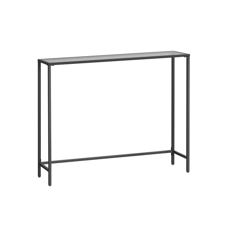 Console Table – Tempered Glass – Ink Black and Slate Grey – Modern Design with Adjustable Feet