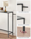 Console Table – Tempered Glass – Ink Black and Slate Grey – Modern Design with Adjustable Feet