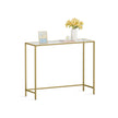 Console Table – Tempered Glass – Gold – Sturdy Design with Adjustable Feet