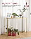 Console Table – Tempered Glass – Gold – Sturdy Design with Adjustable Feet