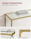 Console Table – Tempered Glass – Gold – Sturdy Design with Adjustable Feet