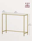 Console Table – Tempered Glass – Gold – Sturdy Design with Adjustable Feet